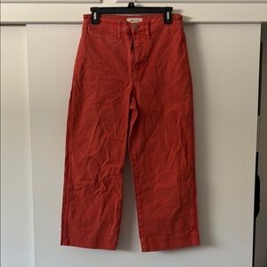 Madewell Wide-Leg Canvas Pants in Red-Orange